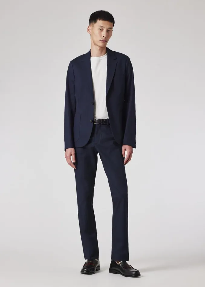 Mens Paul Smith Blazers MidFit Navy Stretch Organic Cotton Unlined Blazer
