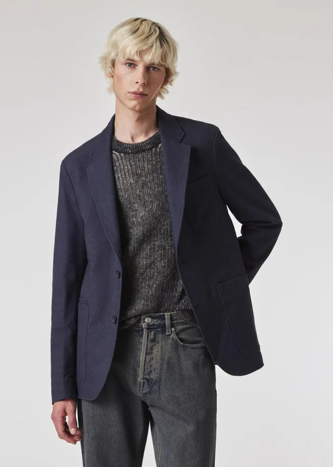 Mens Paul Smith Blazers Navy Brushed Twill Two Button Blazer