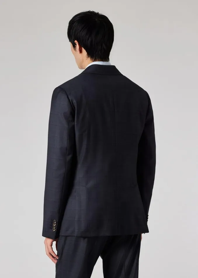 Mens Paul Smith Blazers Navy Check Wool BuggyLined Blazer Mens Paul Smith Blazers Navy Check Wool BuggyLined Blazer
