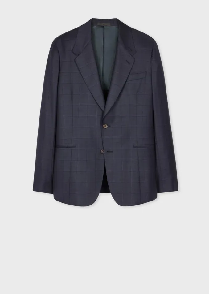 Mens Paul Smith Blazers Navy Check Wool BuggyLined Blazer Mens Paul Smith Blazers Navy Check Wool BuggyLined Blazer