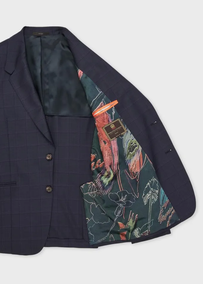 Mens Paul Smith Blazers Navy Check Wool BuggyLined Blazer Mens Paul Smith Blazers Navy Check Wool BuggyLined Blazer