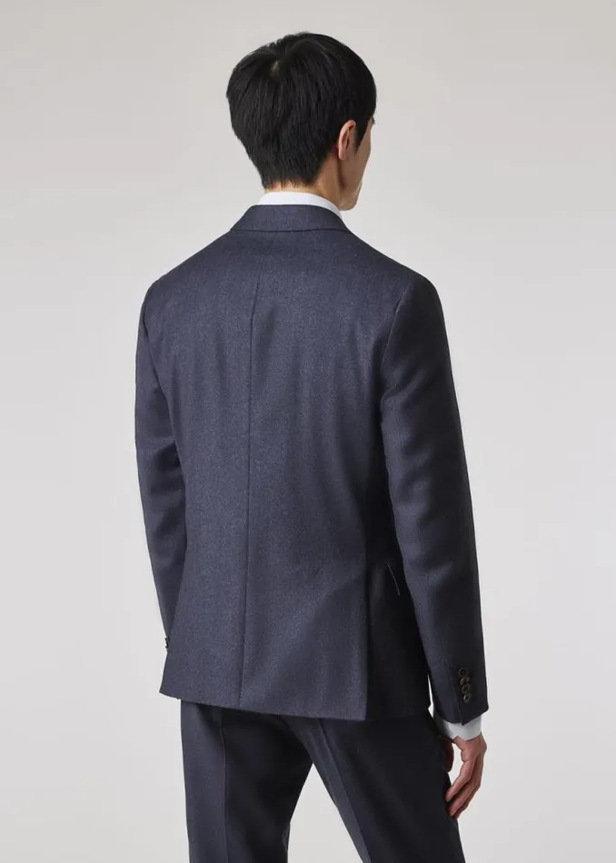 Mens Paul Smith Blazers TailoredFit Dark Blue Overdyed WoolCashmere Flannel Blazer
