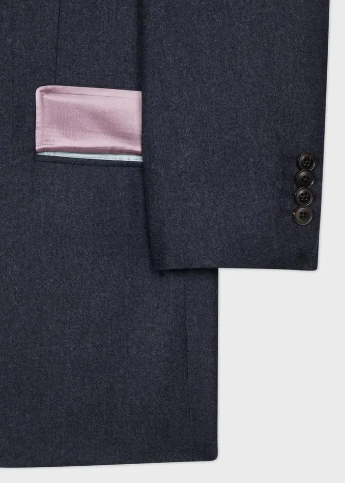 Mens Paul Smith Blazers TailoredFit Dark Blue Overdyed WoolCashmere Flannel Blazer