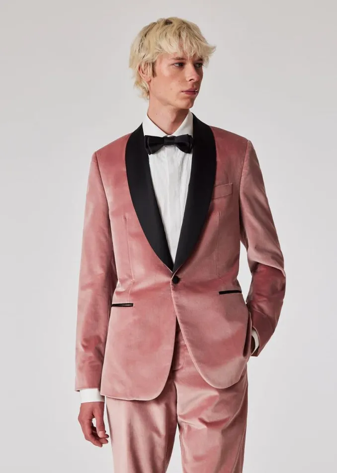 Mens Paul Smith Blazers TailoredFit Dusty Pink Velvet Evening Blazer