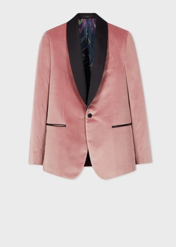 Mens Paul Smith Blazers TailoredFit Dusty Pink Velvet Evening Blazer Mens Paul Smith Blazers TailoredFit Dusty Pink Velvet Evening Blazer
