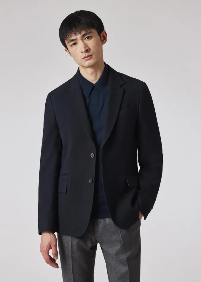 Mens Paul Smith Blazers TailoredFit Navy Wool And CottonBlend Blazer