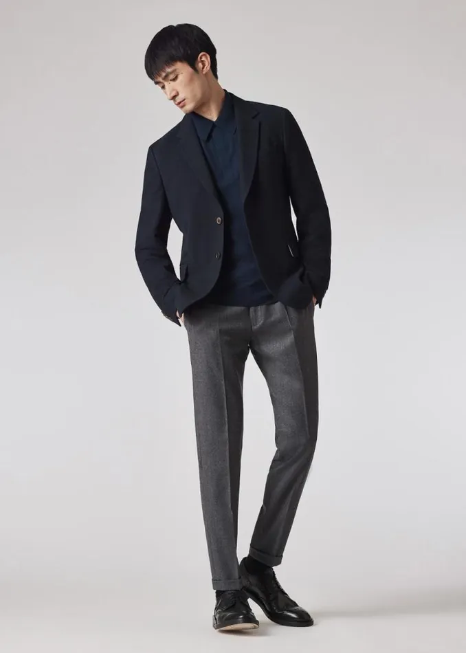 Mens Paul Smith Blazers TailoredFit Navy Wool And CottonBlend Blazer Mens Paul Smith Blazers TailoredFit Navy Wool And CottonBlend Blazer