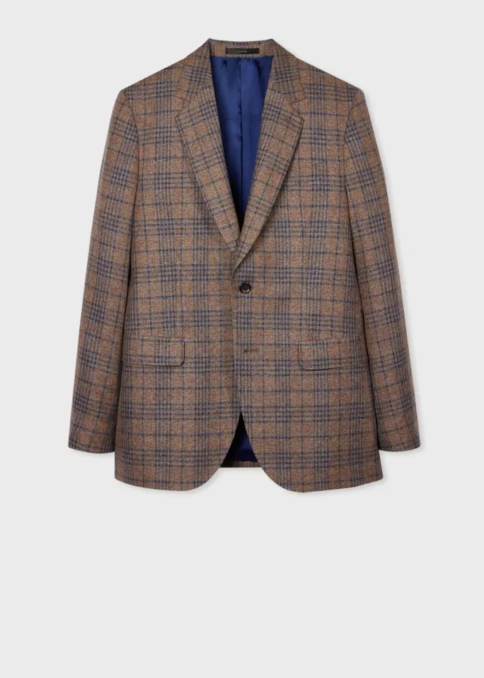 Mens Paul Smith Blazers The Bloomsbury 8211 EasyFit Brown CottonLinen Check Blazer