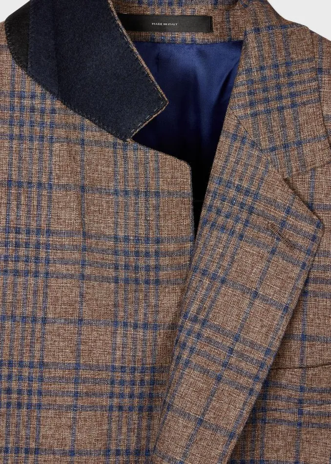 Mens Paul Smith Blazers The Bloomsbury 8211 EasyFit Brown CottonLinen Check Blazer