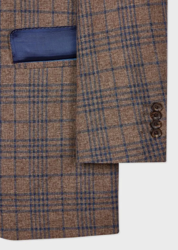 Mens Paul Smith Blazers The Bloomsbury 8211 EasyFit Brown CottonLinen Check Blazer