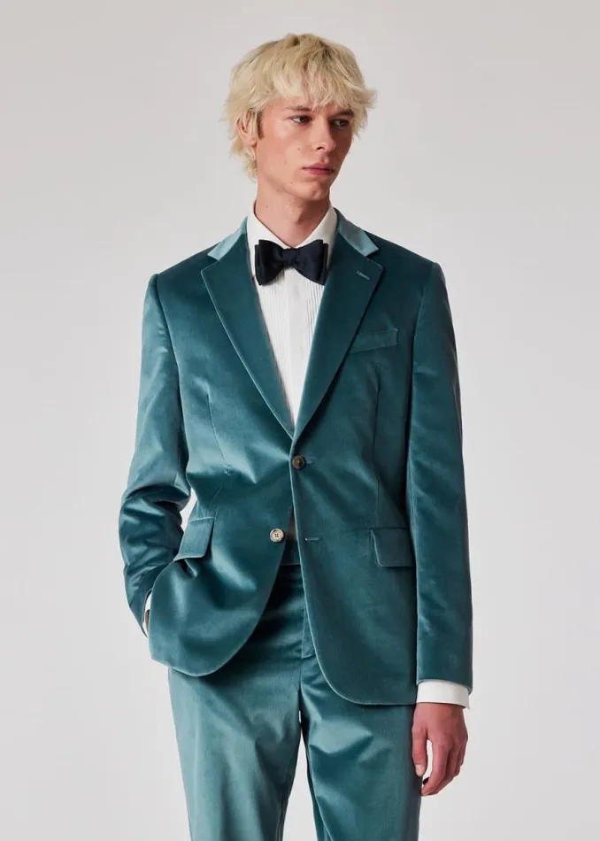 Mens Paul Smith Blazers The Brierley 8211 Teal Blue Velvet Blazer