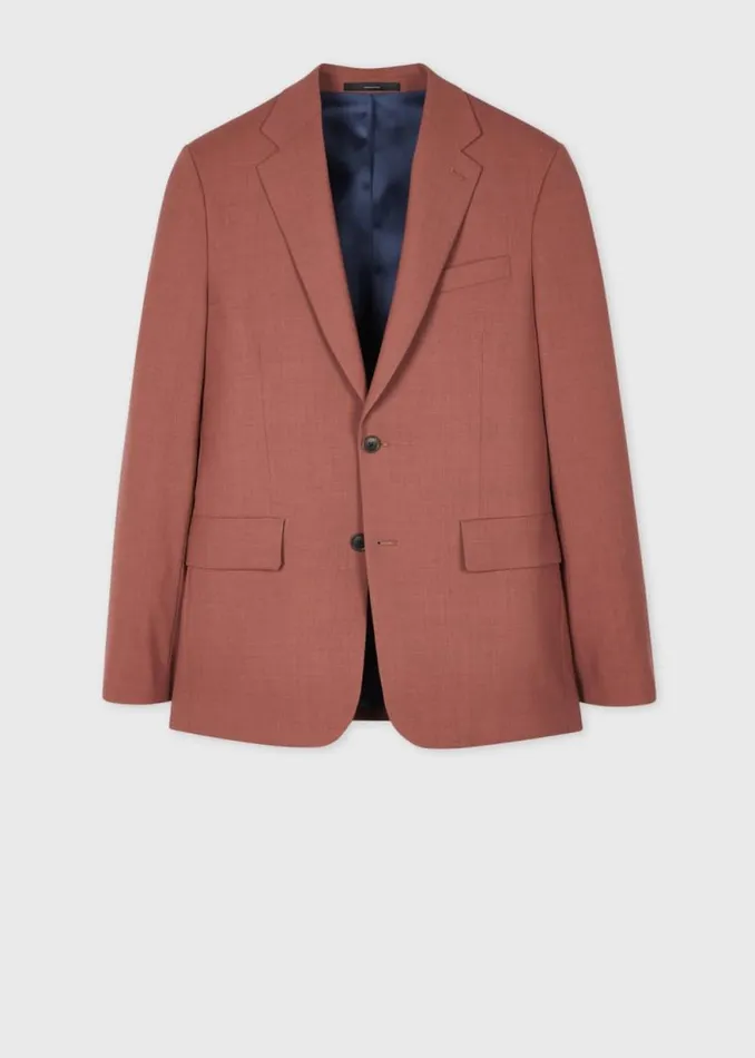 Mens Paul Smith Blazers The Brierley 8211 Terracotta Overdyed StretchWool Blazer Mens Paul Smith Blazers The Brierley 8211 Terracotta Overdyed StretchWool Blazer