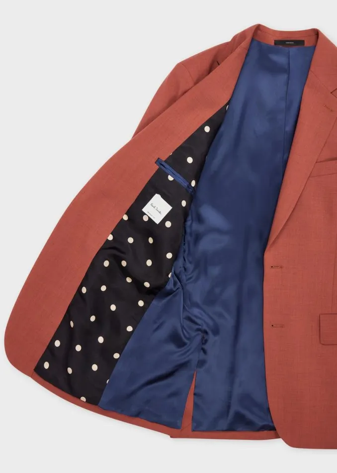 Mens Paul Smith Blazers The Brierley 8211 Terracotta Overdyed StretchWool Blazer Mens Paul Smith Blazers The Brierley 8211 Terracotta Overdyed StretchWool Blazer