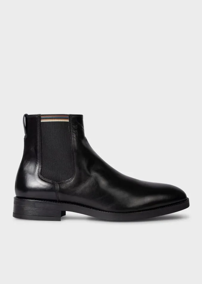 Mens Paul Smith Boots Black Leather 039Lansing039 Chelsea Boots