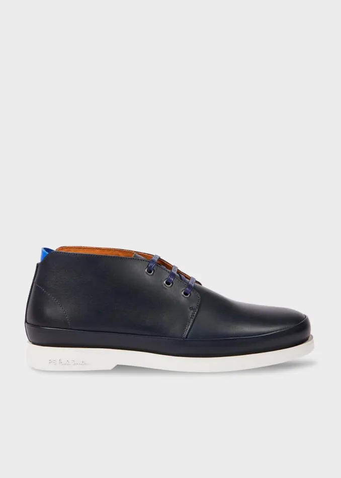 Mens Paul Smith Boots Navy Leather 039Crane039 Chukka Boots
