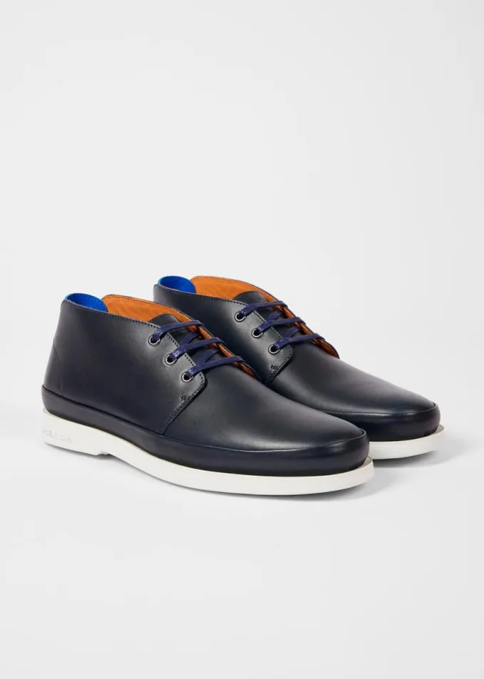 Mens Paul Smith Boots Navy Leather 039Crane039 Chukka Boots Mens Paul Smith Boots Navy Leather 039Crane039 Chukka Boots