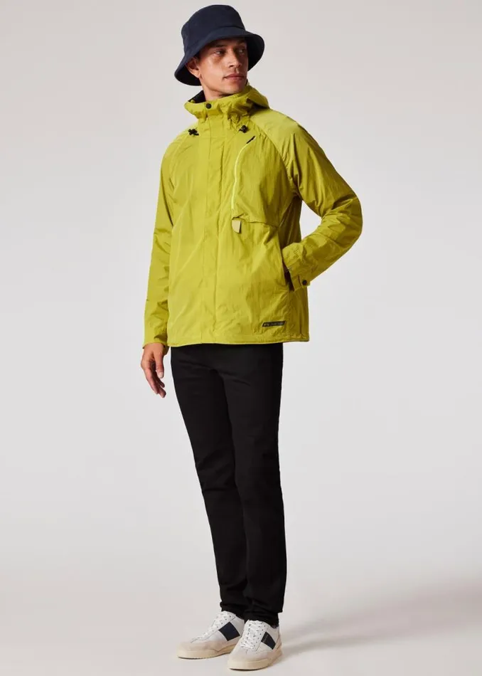Mens Paul Smith Coats and Jackets Acid Yellow Recycled Nylon Hooded Jacket