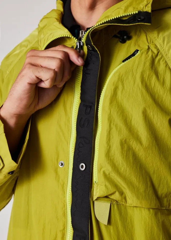 Mens Paul Smith Coats and Jackets Acid Yellow Recycled Nylon Hooded Jacket