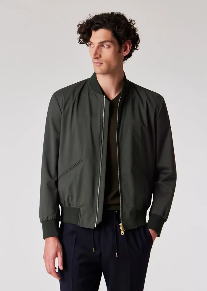 Mens Paul Smith Coats and Jackets Dark Green 039Storm System039 Wool Bomber Jacket Mens Paul Smith Coats and Jackets Dark Green 039Storm System039 Wool Bomber Jacket