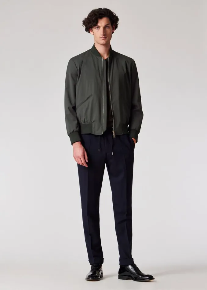 Mens Paul Smith Coats and Jackets Dark Green 039Storm System039 Wool Bomber Jacket Mens Paul Smith Coats and Jackets Dark Green 039Storm System039 Wool Bomber Jacket