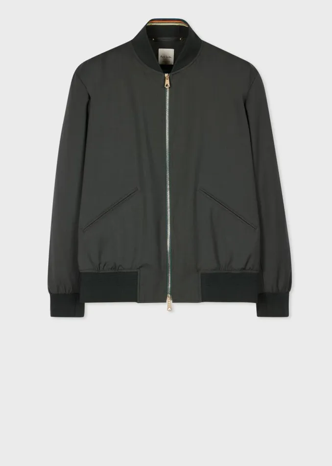 Mens Paul Smith Coats and Jackets Dark Green 039Storm System039 Wool Bomber Jacket Mens Paul Smith Coats and Jackets Dark Green 039Storm System039 Wool Bomber Jacket