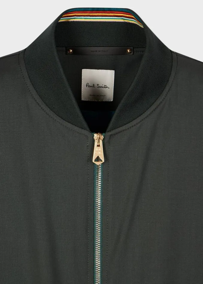 Mens Paul Smith Coats and Jackets Dark Green 039Storm System039 Wool Bomber Jacket Mens Paul Smith Coats and Jackets Dark Green 039Storm System039 Wool Bomber Jacket