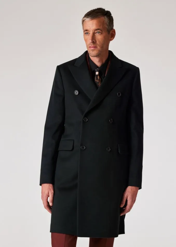 Mens Paul Smith Coats and Jackets Dark Green WoolCashmere Blend Double Breasted Overcoat Mens Paul Smith Coats and Jackets Dark Green WoolCashmere Blend Double Breasted Overcoat