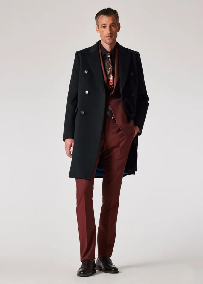Mens Paul Smith Coats and Jackets Dark Green WoolCashmere Blend Double Breasted Overcoat Mens Paul Smith Coats and Jackets Dark Green WoolCashmere Blend Double Breasted Overcoat
