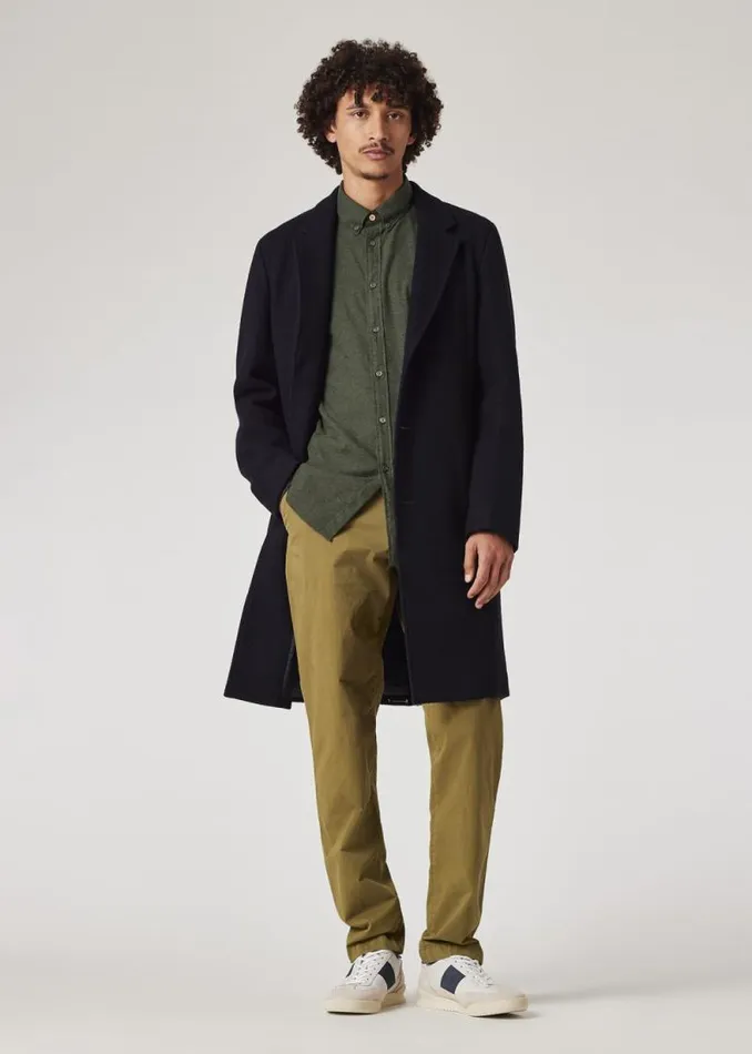 Mens Paul Smith Coats and Jackets Dark Navy Recycled WoolBlend Overcoat