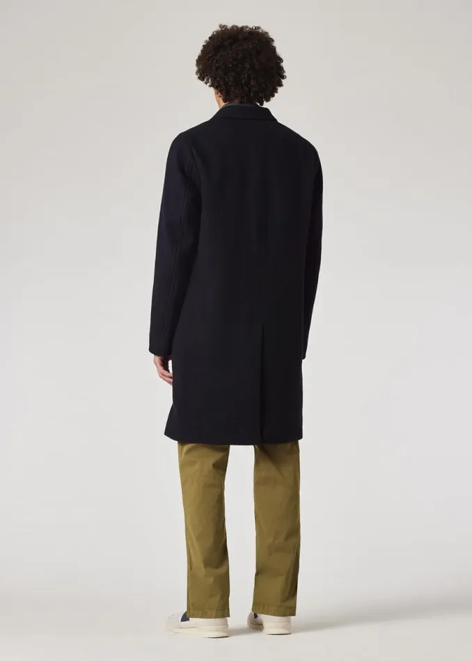 Mens Paul Smith Coats and Jackets Dark Navy Recycled WoolBlend Overcoat Mens Paul Smith Coats and Jackets Dark Navy Recycled WoolBlend Overcoat