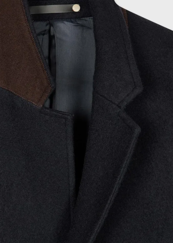 Mens Paul Smith Coats and Jackets Dark Navy Recycled WoolBlend Overcoat Mens Paul Smith Coats and Jackets Dark Navy Recycled WoolBlend Overcoat