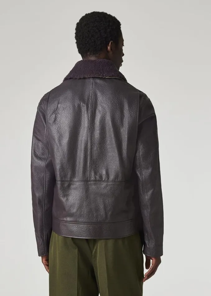 Mens Paul Smith Coats and Jackets Dark Purple Grained Leather Jacket Mens Paul Smith Coats and Jackets Dark Purple Grained Leather Jacket