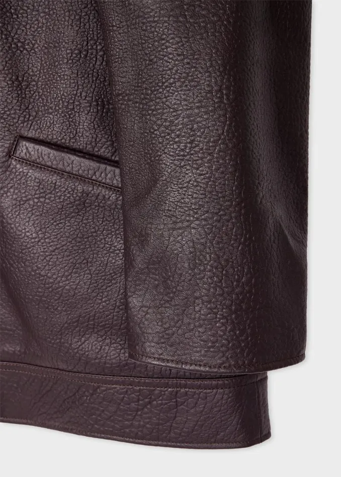 Mens Paul Smith Coats and Jackets Dark Purple Grained Leather Jacket Mens Paul Smith Coats and Jackets Dark Purple Grained Leather Jacket