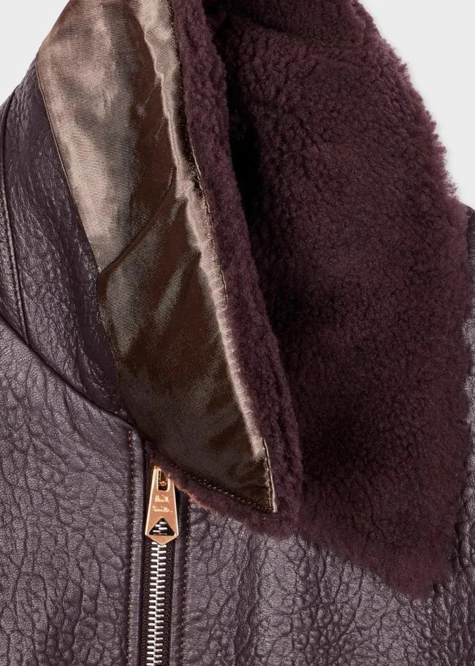 Mens Paul Smith Coats and Jackets Dark Purple Grained Leather Jacket Mens Paul Smith Coats and Jackets Dark Purple Grained Leather Jacket