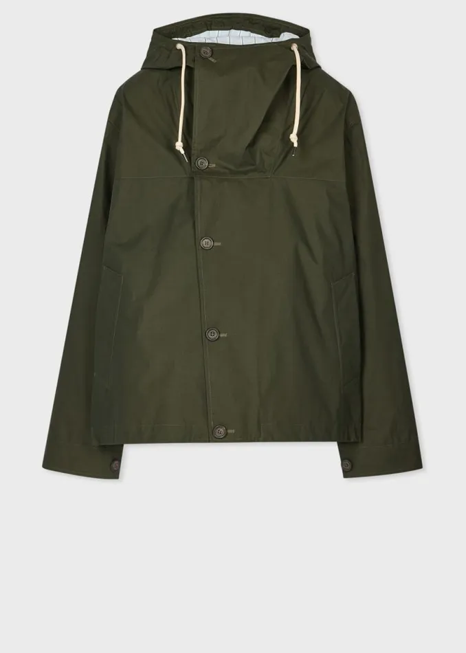 Mens Paul Smith Coats and Jackets Green Cotton Ripstop Parka Mens Paul Smith Coats and Jackets Green Cotton Ripstop Parka