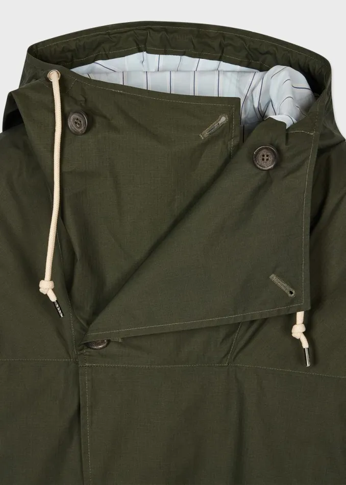 Mens Paul Smith Coats and Jackets Green Cotton Ripstop Parka Mens Paul Smith Coats and Jackets Green Cotton Ripstop Parka