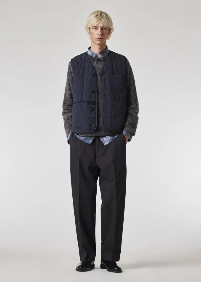Mens Paul Smith Coats and Jackets Navy Textured Nylon Quilted Gilet