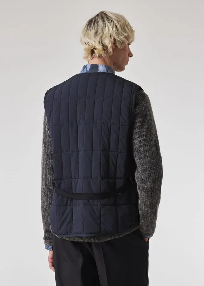 Mens Paul Smith Coats and Jackets Navy Textured Nylon Quilted Gilet