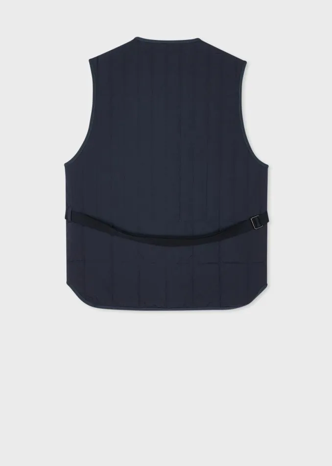 Mens Paul Smith Coats and Jackets Navy Textured Nylon Quilted Gilet