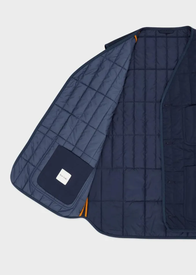 Mens Paul Smith Coats and Jackets Navy Textured Nylon Quilted Gilet