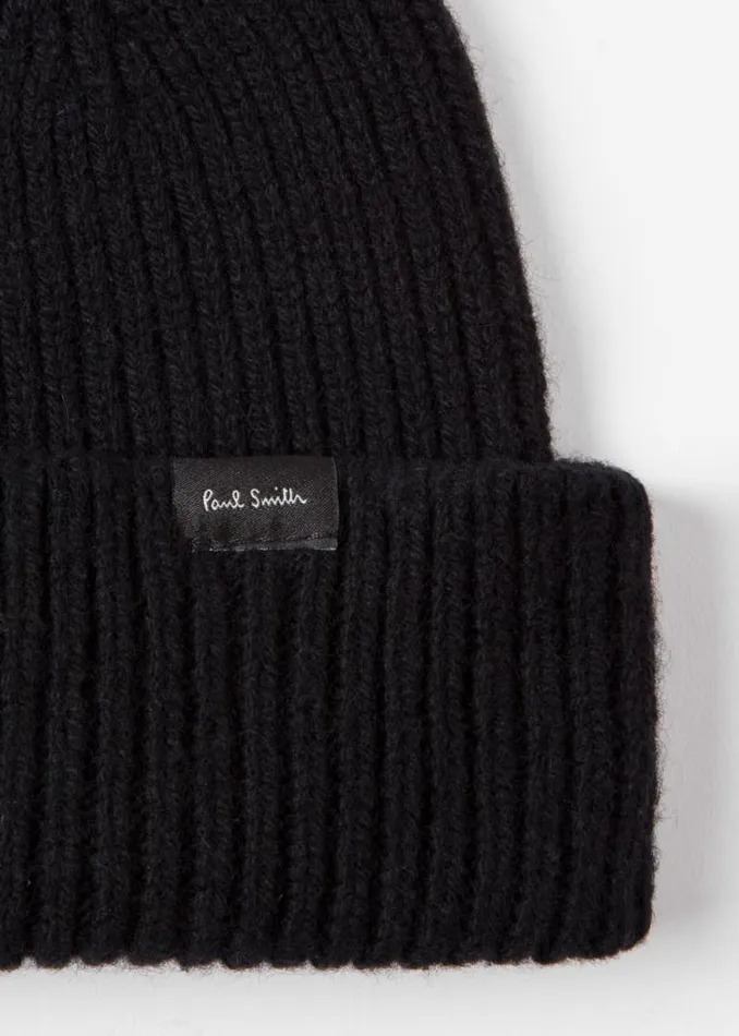 Mens Paul Smith Hats and Gloves Black CashmereBlend Beanie Hat Mens Paul Smith Hats and Gloves Black CashmereBlend Beanie Hat