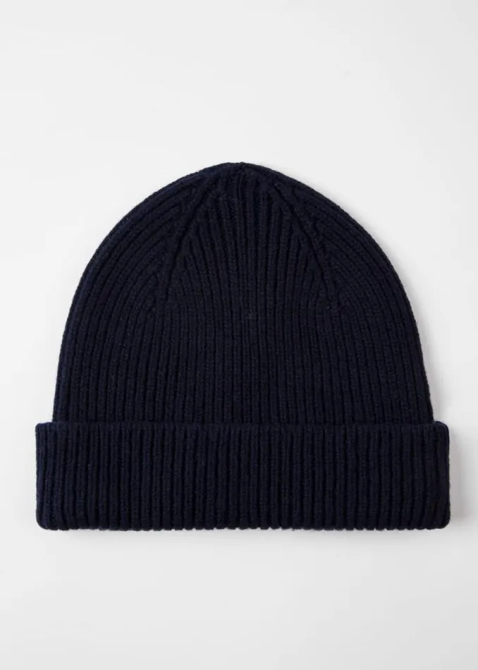 Mens Paul Smith Hats and Gloves Navy CashmereBlend Ribbed Beanie Hat Mens Paul Smith Hats and Gloves Navy CashmereBlend Ribbed Beanie Hat