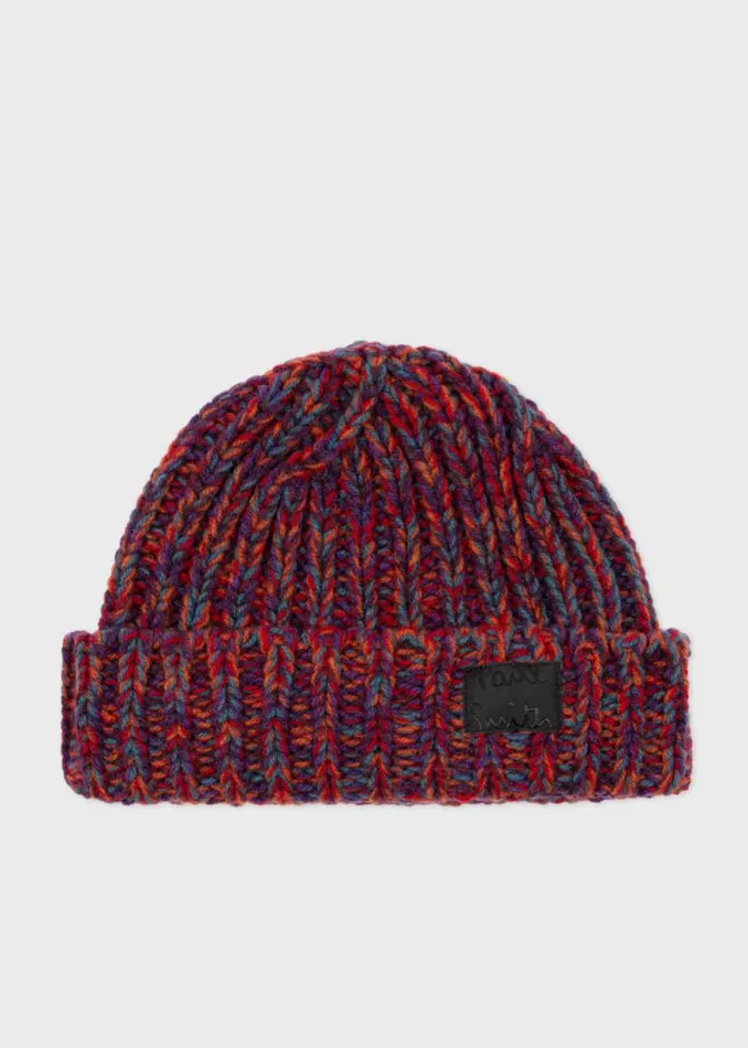 Mens Paul Smith Hats and Gloves Red Chunky Knitted Twist Beanie