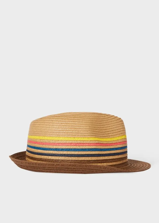 Mens Paul Smith Hats and Gloves Tan 039Artist Stripe039 Raffia Trilby Hat