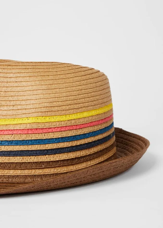 Mens Paul Smith Hats and Gloves Tan 039Artist Stripe039 Raffia Trilby Hat Mens Paul Smith Hats and Gloves Tan 039Artist Stripe039 Raffia Trilby Hat