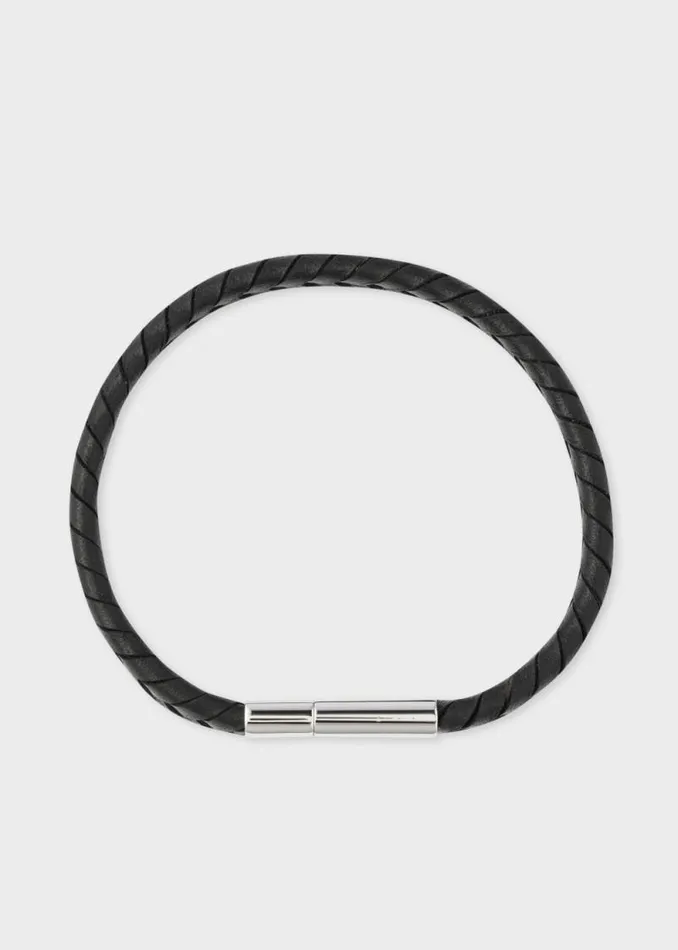 Mens Paul Smith Jewellery and Keyrings Black Braided Leather Bracelet