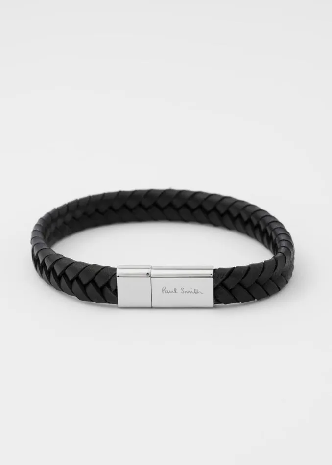 Mens Paul Smith Jewellery and Keyrings Black Braided Leather Bracelet