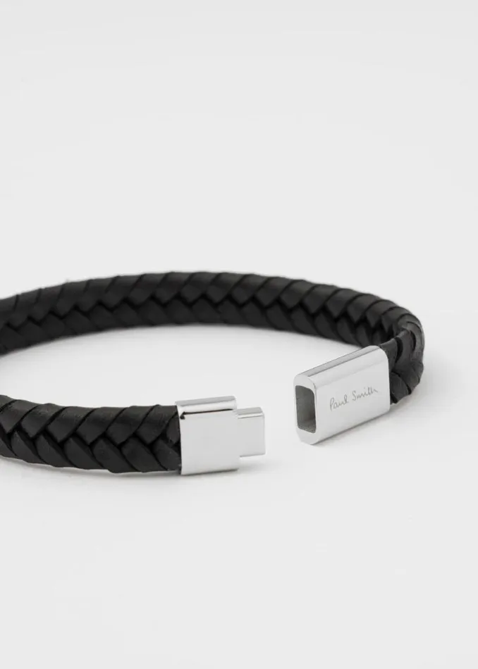 Mens Paul Smith Jewellery and Keyrings Black Braided Leather Bracelet