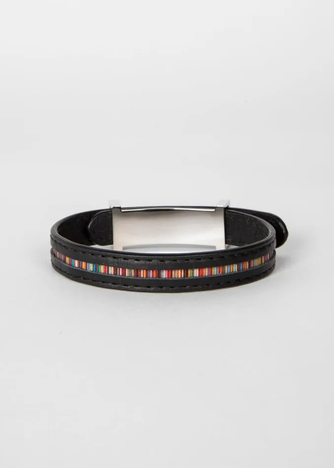 Mens Paul Smith Jewellery and Keyrings Black Leather 039Signature Stripe039 Bracelet Mens Paul Smith Jewellery and Keyrings Black Leather 039Signature Stripe039 Bracelet