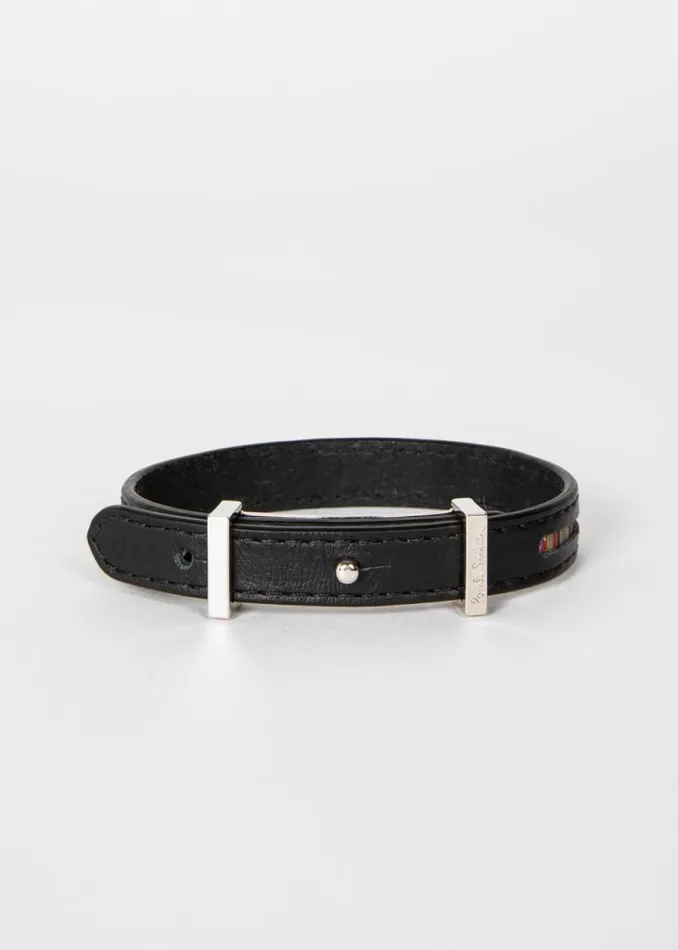 Mens Paul Smith Jewellery and Keyrings Black Leather 039Signature Stripe039 Bracelet Mens Paul Smith Jewellery and Keyrings Black Leather 039Signature Stripe039 Bracelet